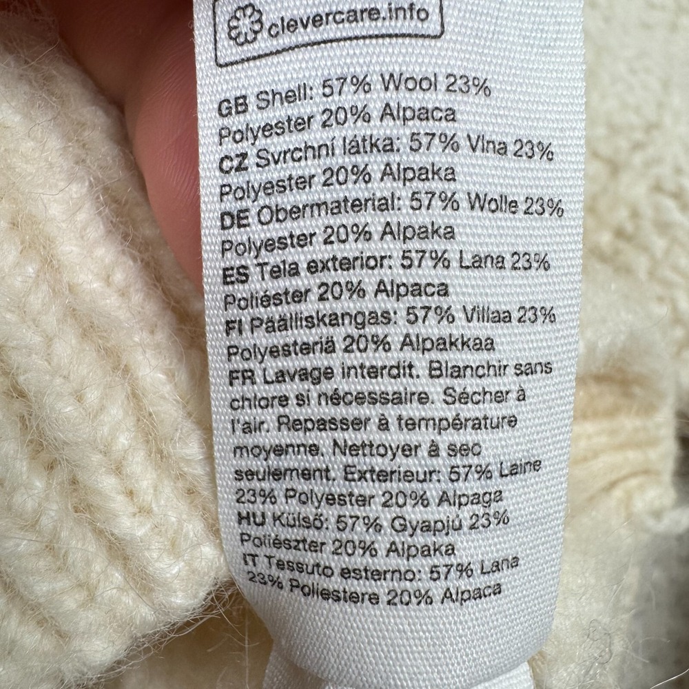 & Other Stories Sweater Womens Small Cardigan Alpaca Wool Blend Cable Knit Ivory - Picture 4 of 11